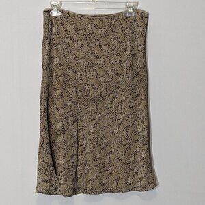 Women OLD NAVY Elegant, Tan/Brown Floral Lined Chiffon Knee Length Skirt; Size 8